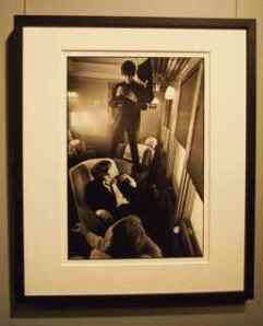 The Beatles traveling by train on their first US trip.
